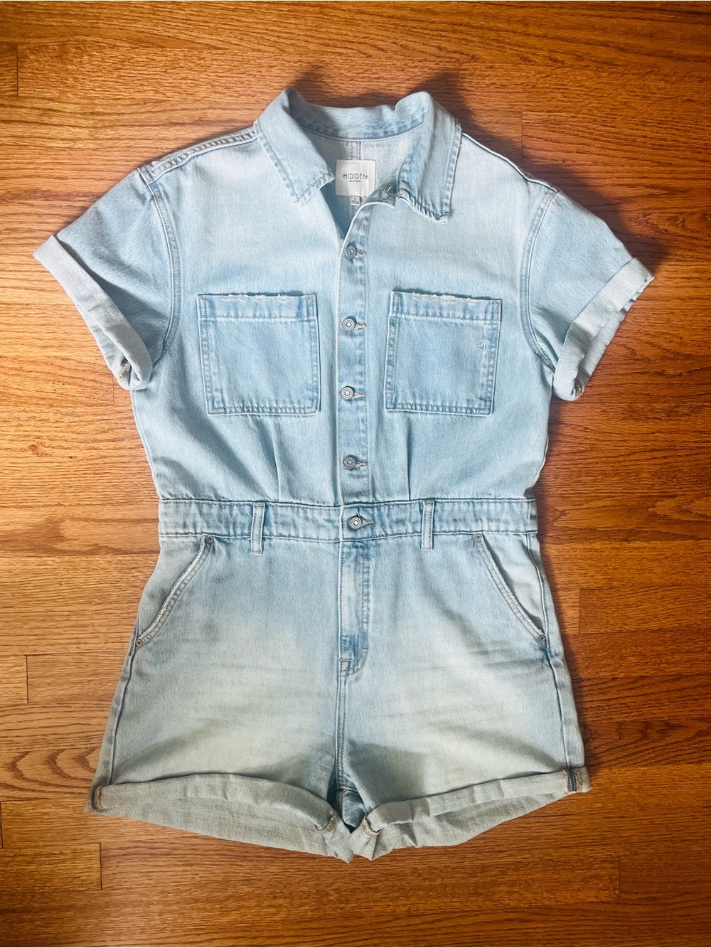 Light Blue Denim Womens Romper